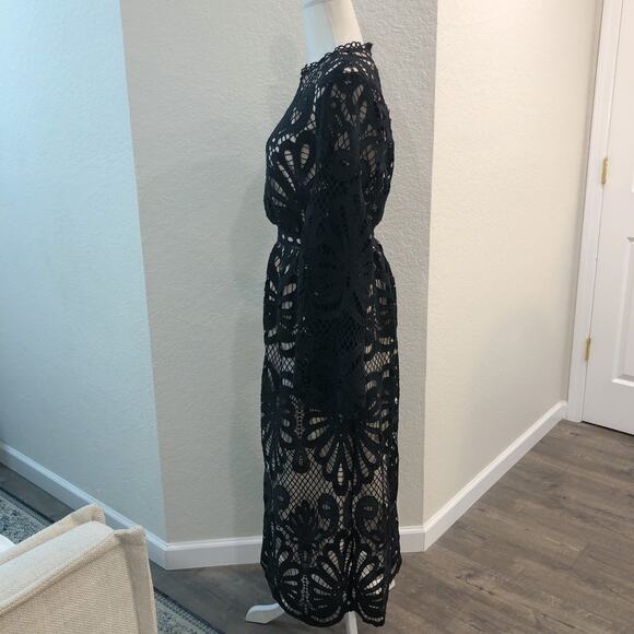 SHEIN Black Crochet Lace Maxi Dress - Picture 3 of 11